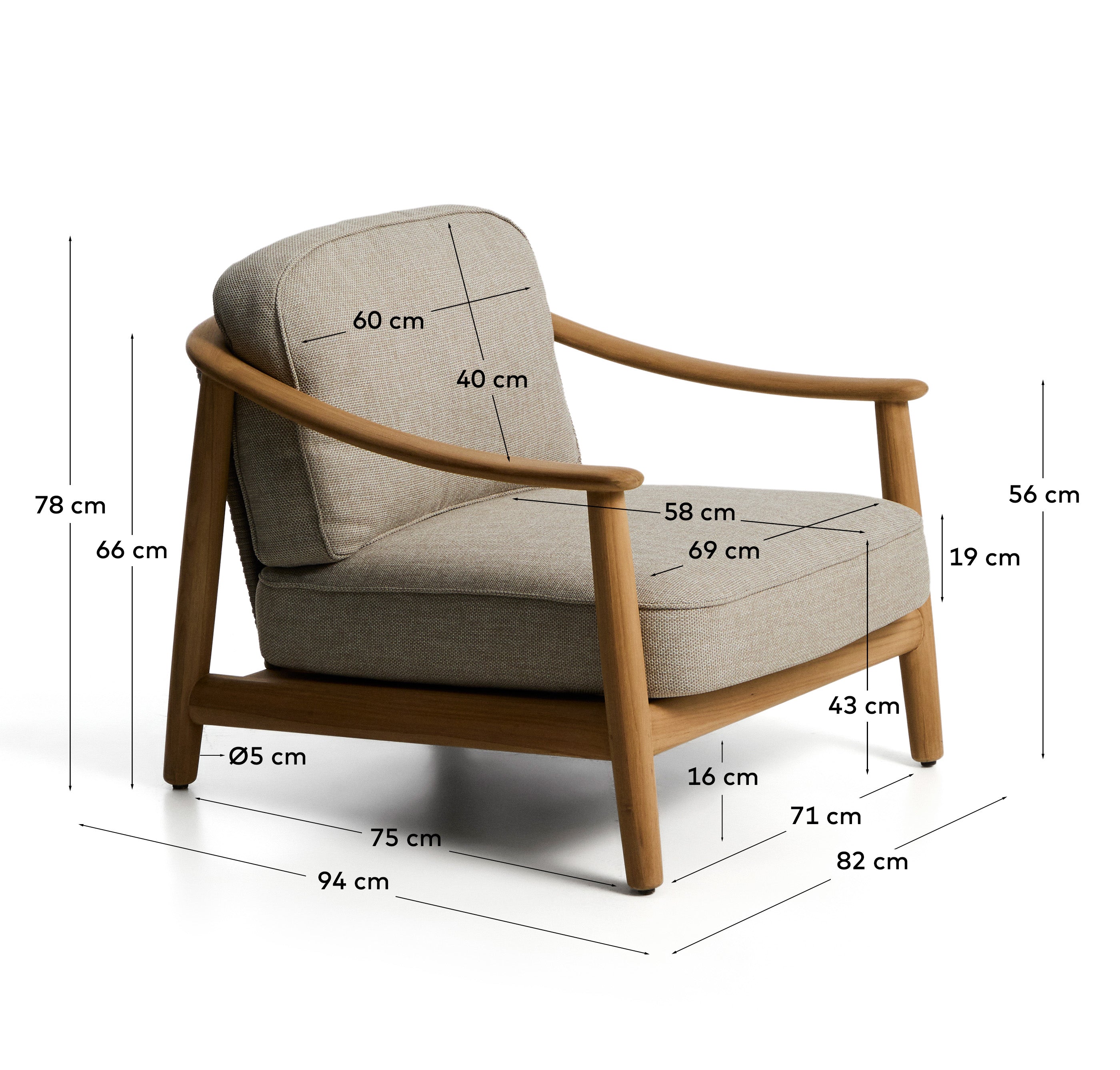 Outdoor-Sessel Elunda aus massivem Teakholz, FSC 100 % in Natur präsentiert im Onlineshop von KAQTU Design AG. Outdoor-Sessel ist von Kave Home