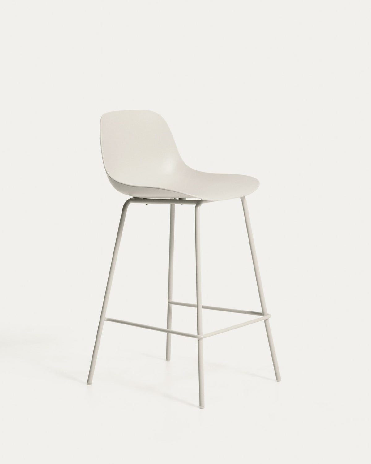 Beiger Hocker Altea mit Stahlbeinen mit beigem Finish, 65 cm in Beige präsentiert im Onlineshop von KAQTU Design AG. Barhocker ist von Kave Home