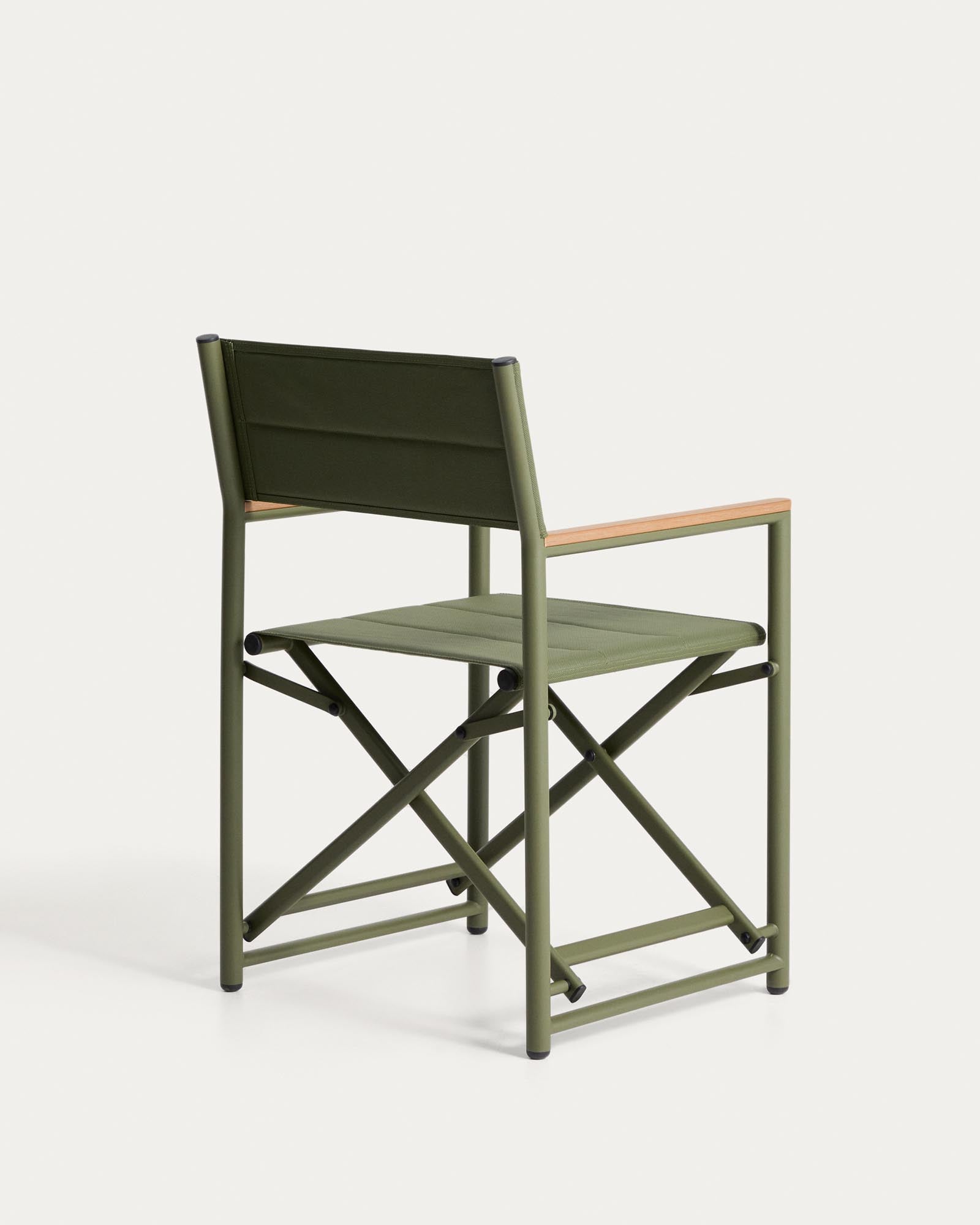 Moderner Outdoor-Klappstuhl Tisno in ansprechendem Grünton, aus langlebigem Aluminium und strapazierfähigem Textiline, perfekt für entspannte Stunden im Freien.