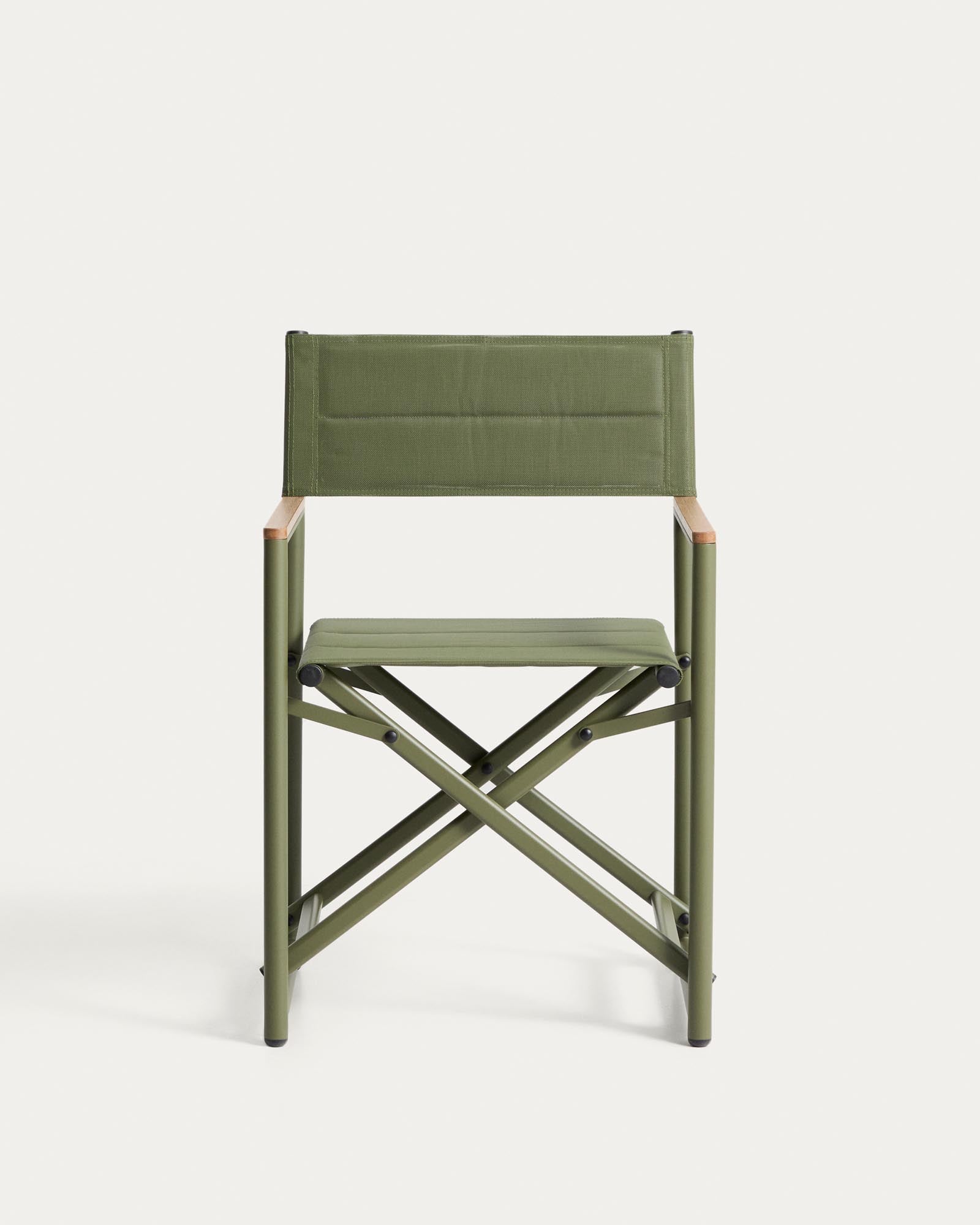 Stylischer Klappstuhl Tisno in elegantem Grün, gefertigt aus robustem Aluminium und pflegeleichtem Textiline, ideal für Garten und Terrasse.