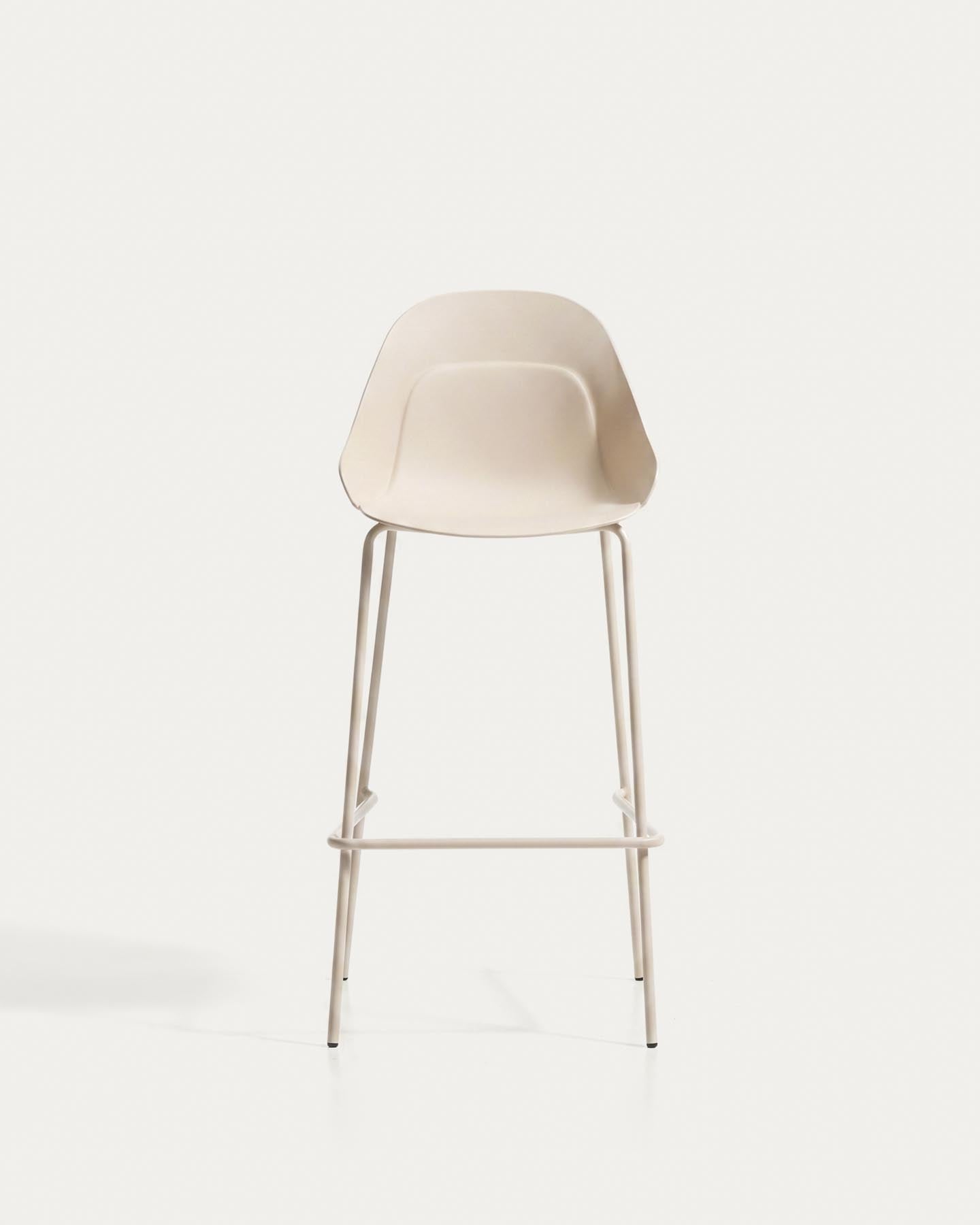 Hocker Sanile mit Stahlbeinen mit beigem Finish, 74 cm in Beige präsentiert im Onlineshop von KAQTU Design AG. Barhocker ist von Kave Home