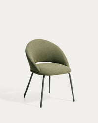 Bonali chair with green chenille and green metal legs, FSC Mix Credit