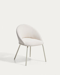 Bonali chair with beige chenille and beige metal legs, FSC Mix Credit