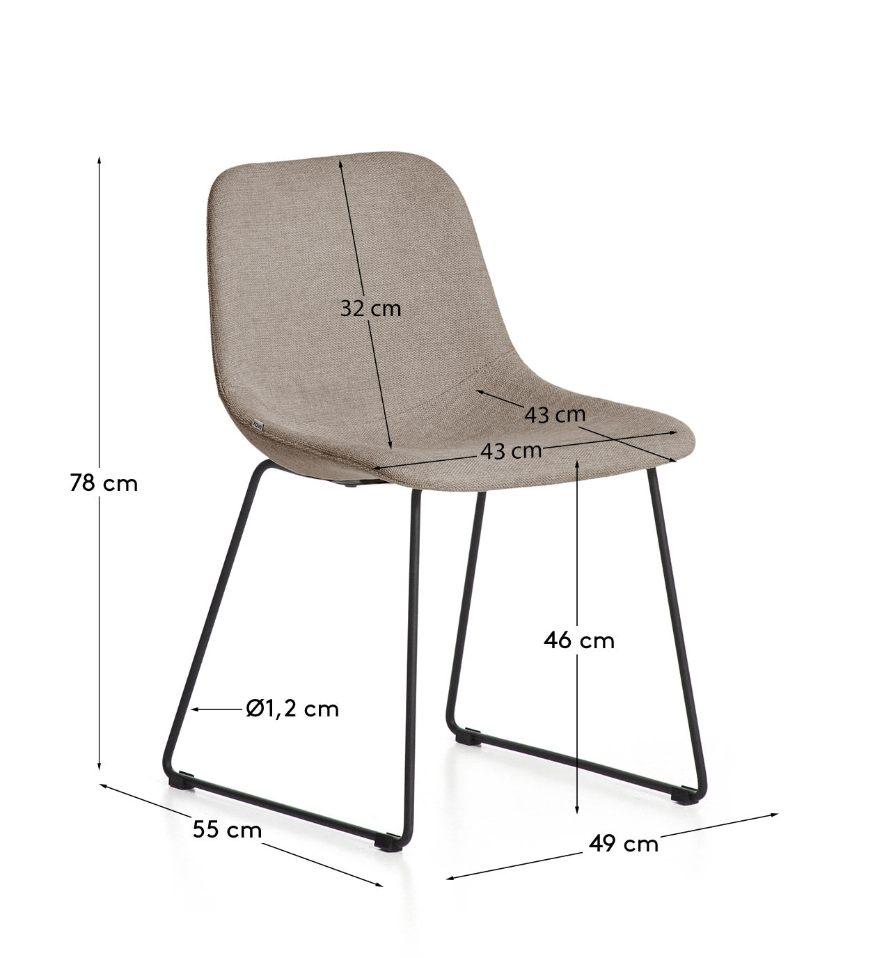 Stuhl Zahara mit brauner Chenille und Stahlbeinen mit schwarzem Finish, FSC 100 % in Braun präsentiert im Onlineshop von KAQTU Design AG. Stuhl ist von Kave Home