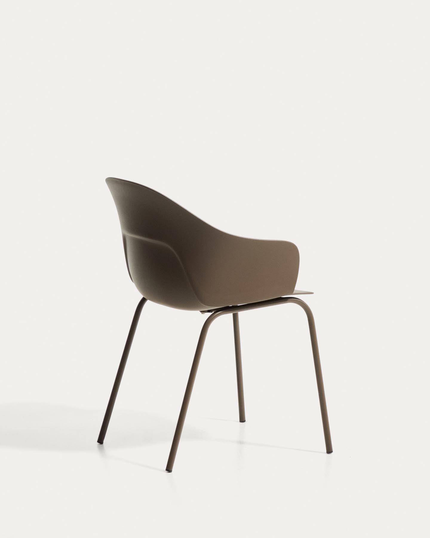 Stuhl Sanile mit Stahlbeinen mit braunem Finish in Braun präsentiert im Onlineshop von KAQTU Design AG. Stuhl ist von Kave Home