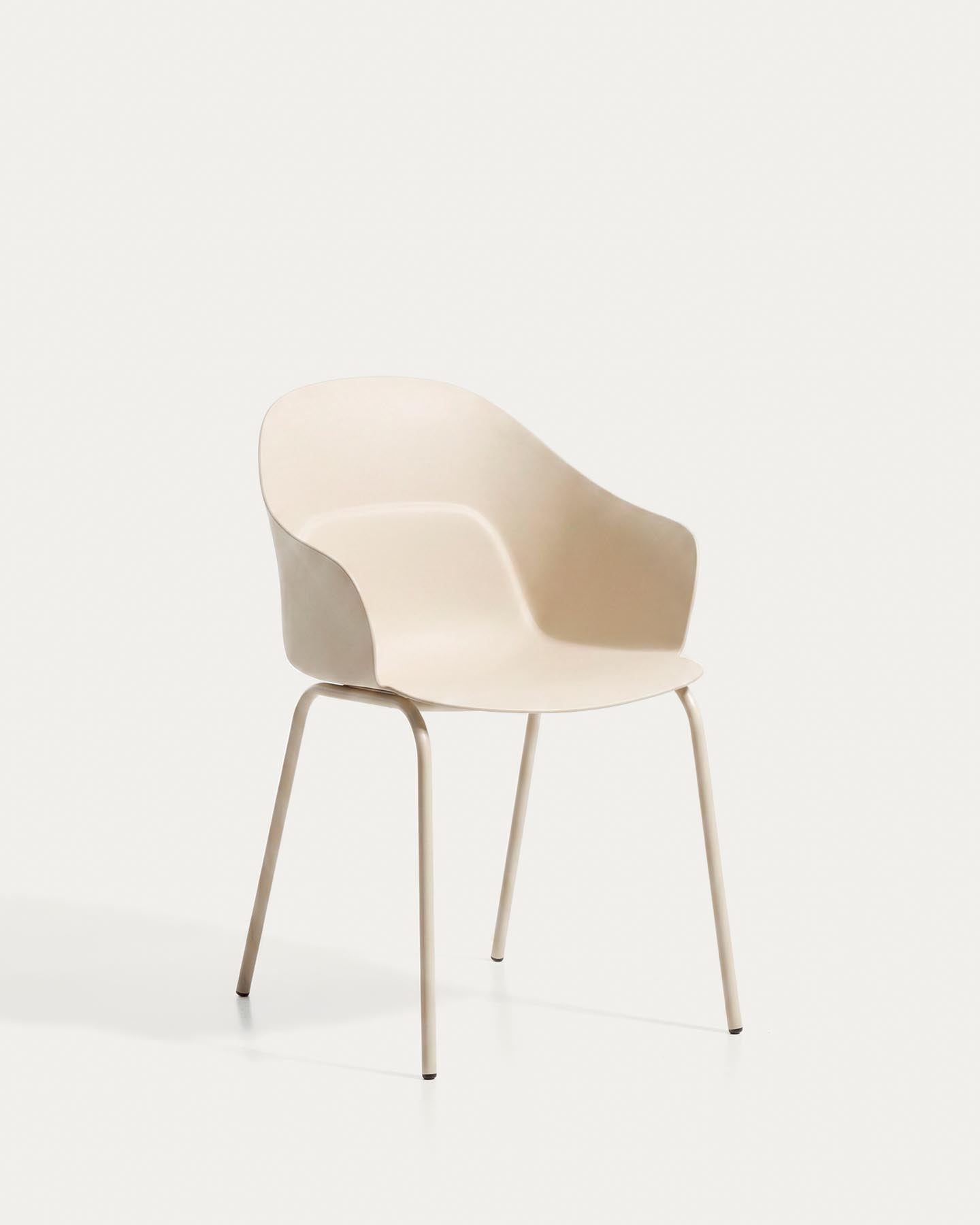 Stuhl Sanile mit Stahlbeinen mit beigem Finish in Beige präsentiert im Onlineshop von KAQTU Design AG. Stuhl ist von Kave Home