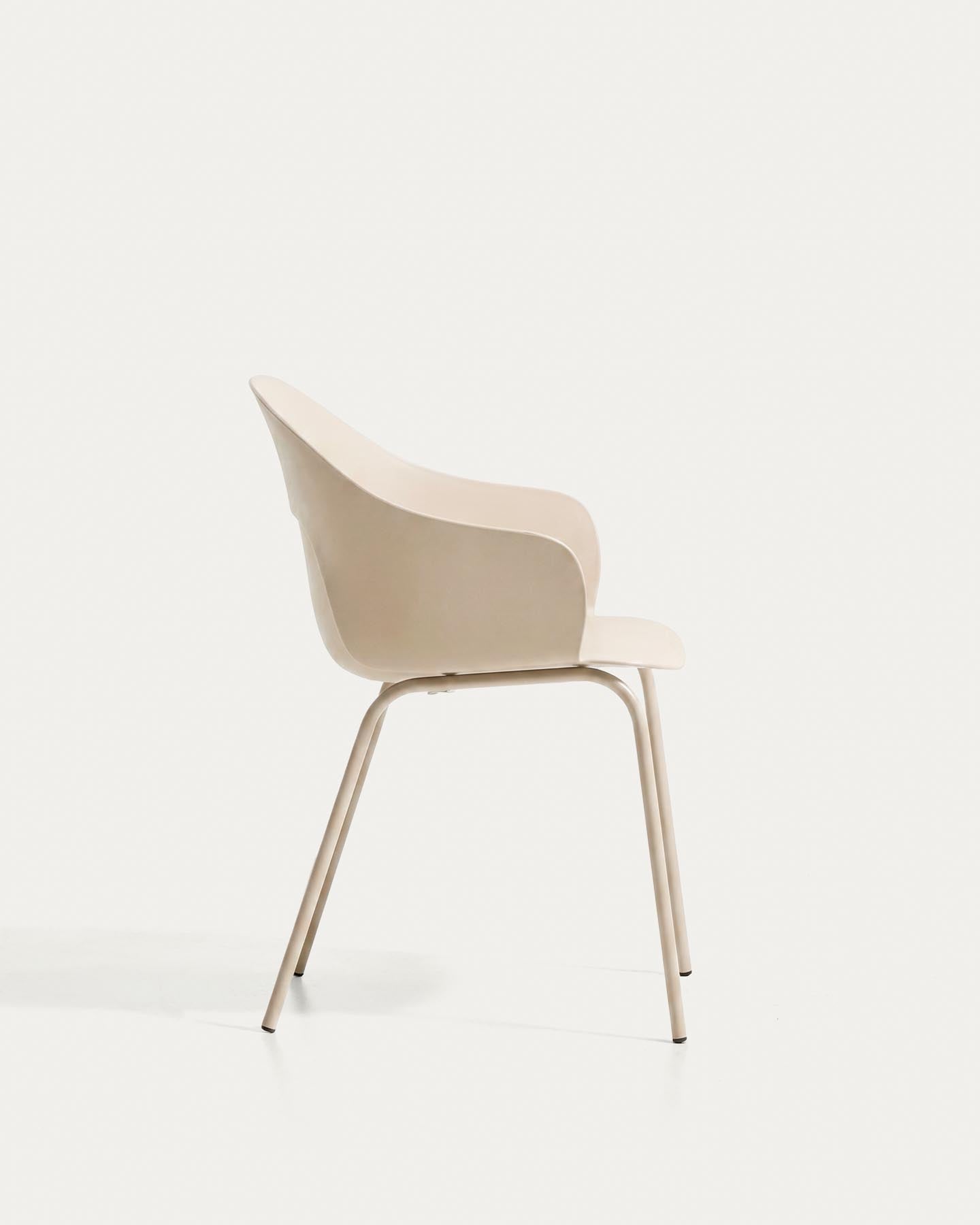 Stuhl Sanile mit Stahlbeinen mit beigem Finish in Beige präsentiert im Onlineshop von KAQTU Design AG. Stuhl ist von Kave Home