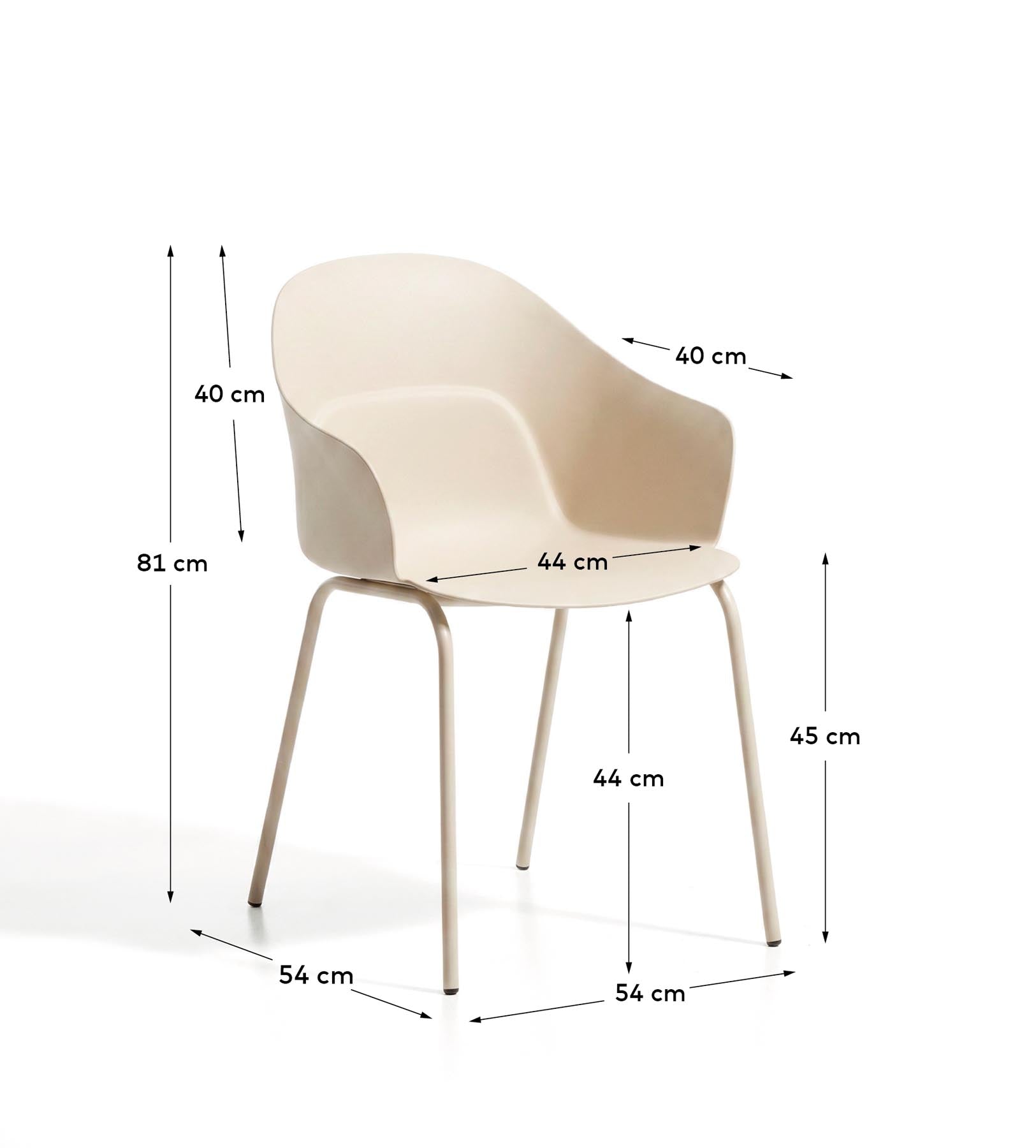 Stuhl Sanile mit Stahlbeinen mit beigem Finish in Beige präsentiert im Onlineshop von KAQTU Design AG. Stuhl ist von Kave Home