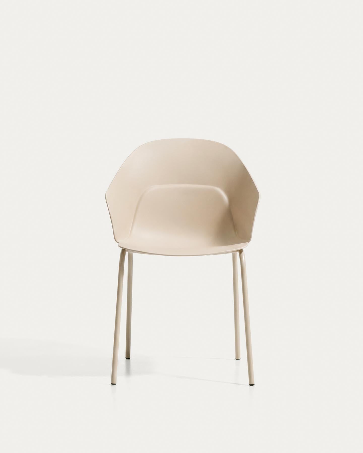 Stuhl Sanile mit Stahlbeinen mit beigem Finish in Beige präsentiert im Onlineshop von KAQTU Design AG. Stuhl ist von Kave Home