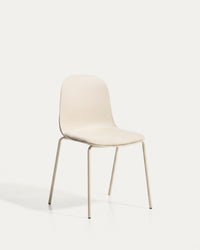 Debari chair with chenille cushions and steel legs with beige finish