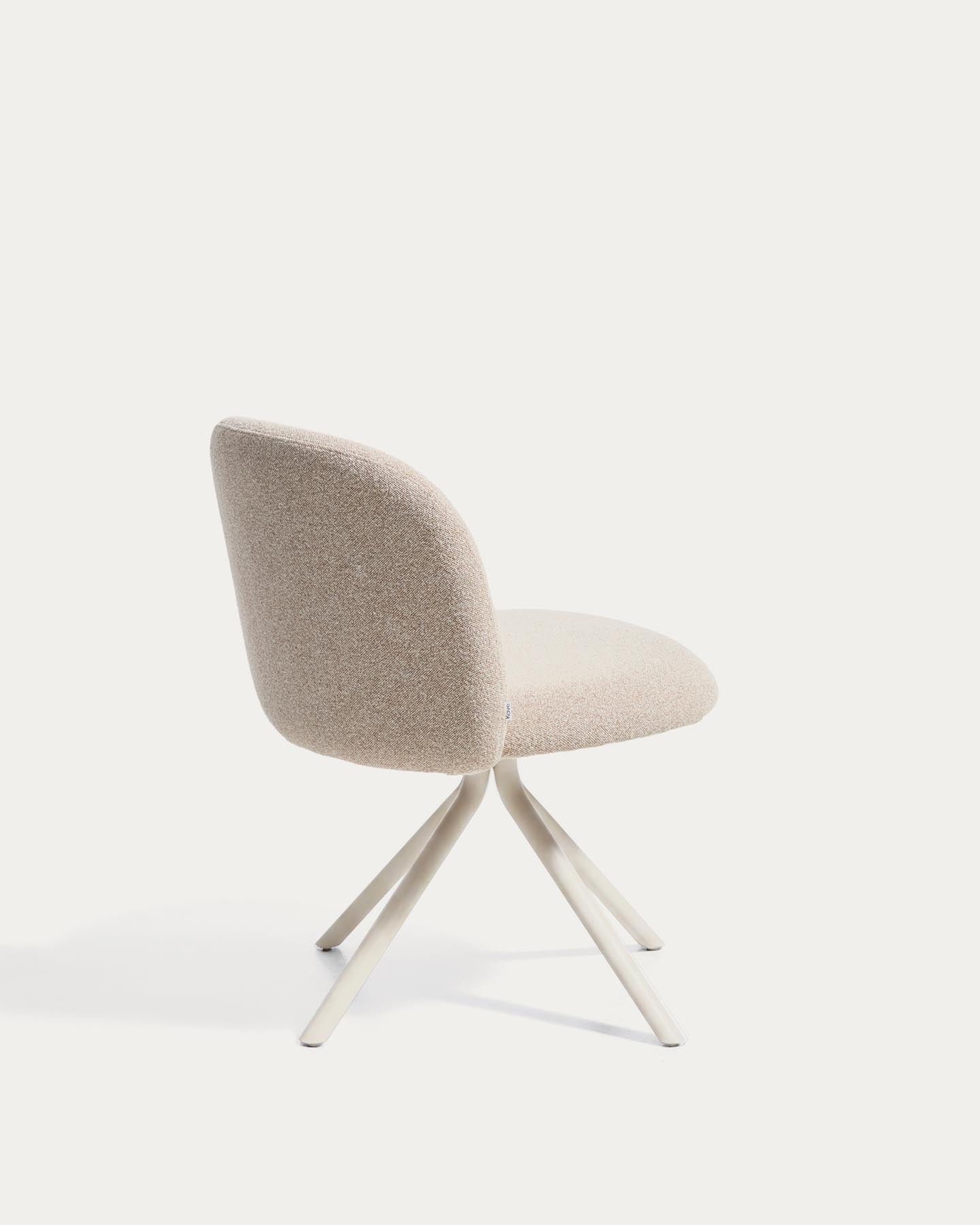 Drehstuhl Arino mit beiger Chenille und beigen Metallbeinen FSC 100% in Beige präsentiert im Onlineshop von KAQTU Design AG. Drehstuhl ist von Kave Home
