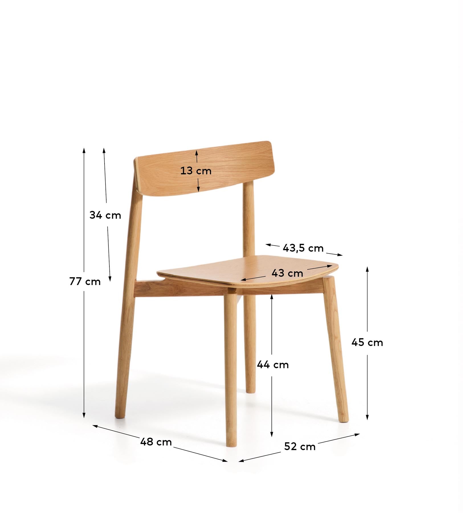 Stuhl Evera aus Eichenfurnier mit naturfarbenem Finish  in Beige präsentiert im Onlineshop von KAQTU Design AG. Stuhl ist von Kave Home