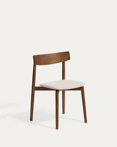Stuhl Evera aus Eichenfurnier mit Nussbaumfinish und brauner Chenille