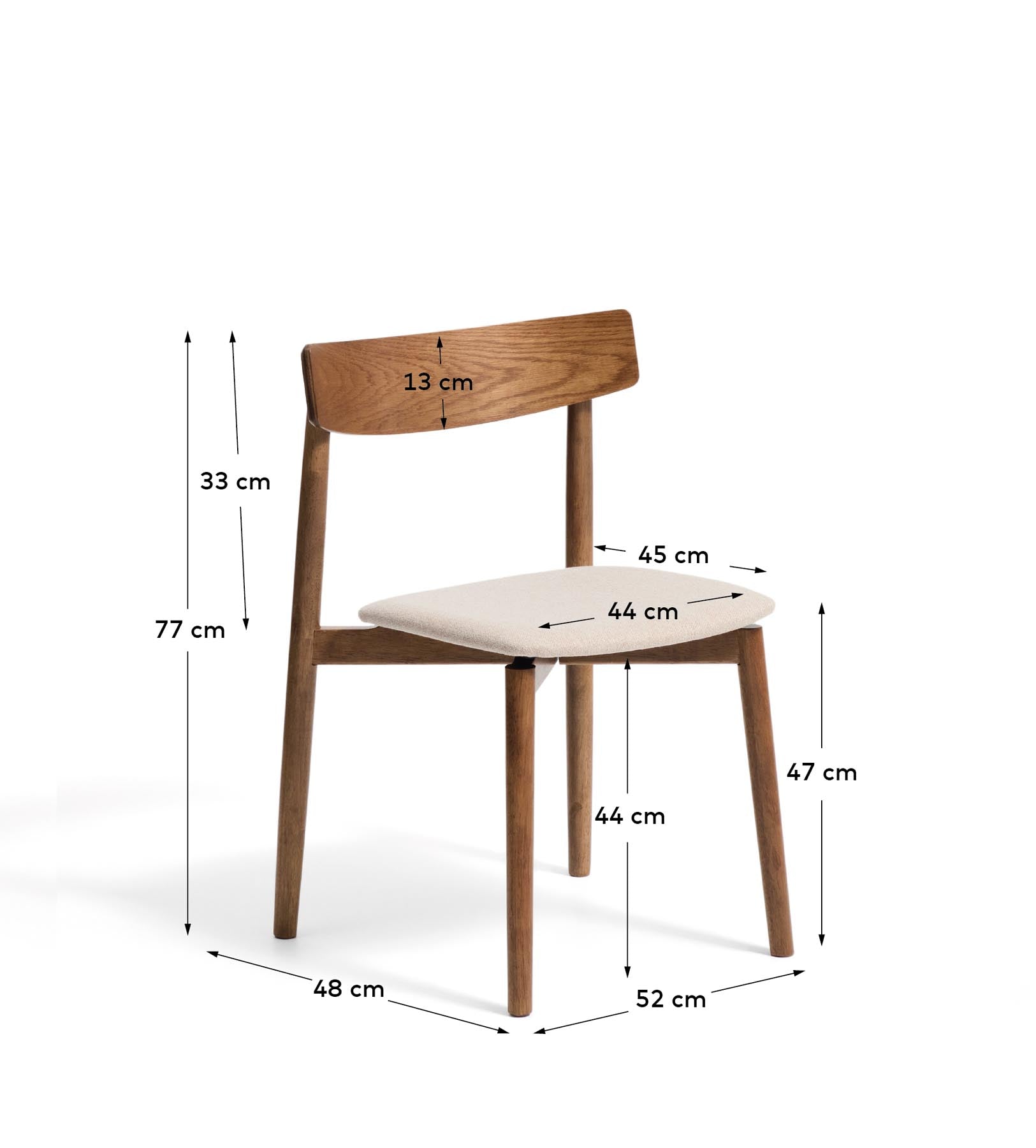 Stuhl Evera aus Eichenfurnier mit Nussbaumfinish und brauner Chenille in Braun präsentiert im Onlineshop von KAQTU Design AG. Stuhl ist von Kave Home