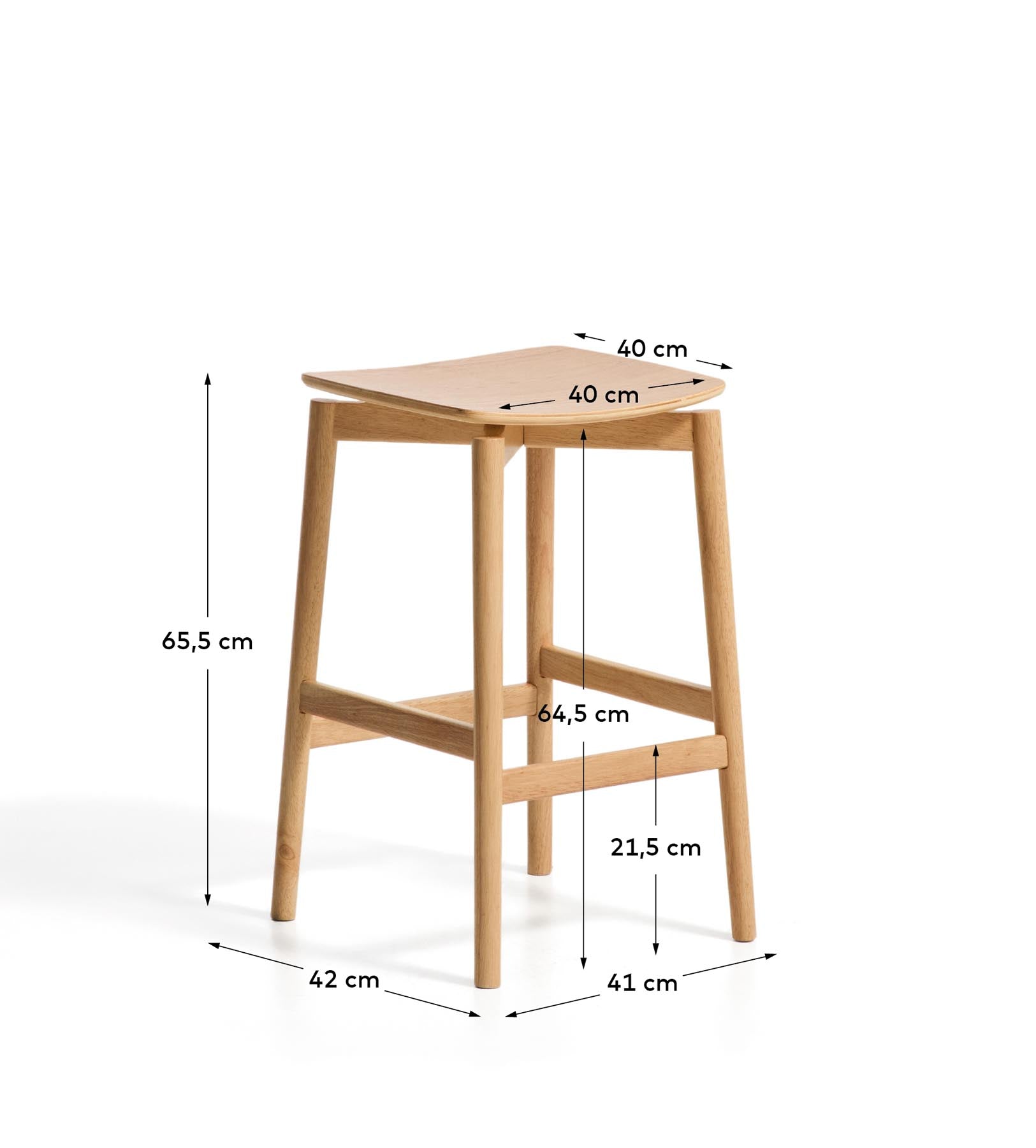 Hocker Evera aus Eichenfurnier mit naturfarbenem Finish, 65 cm  in Beige präsentiert im Onlineshop von KAQTU Design AG. Barhocker ist von Kave Home