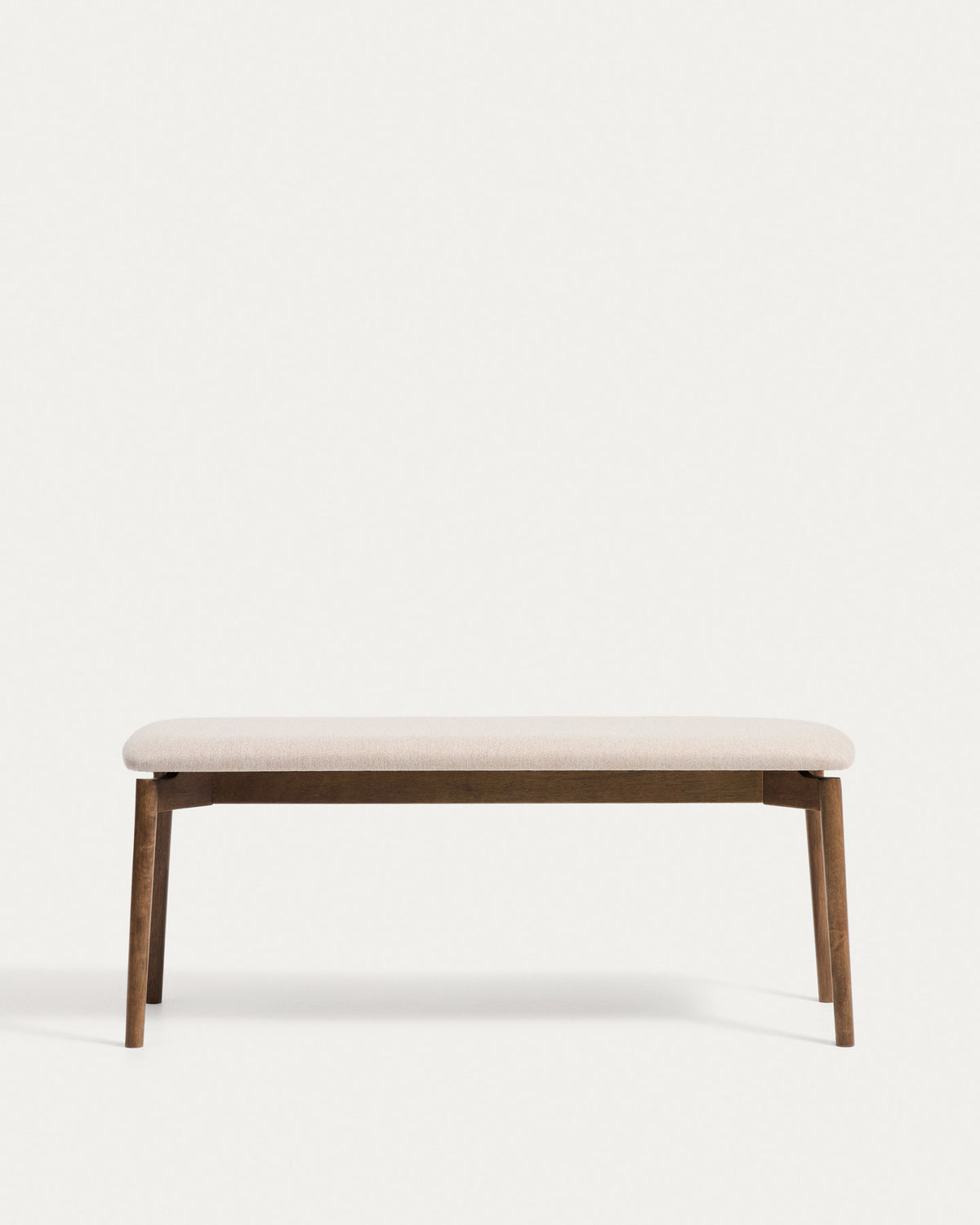 Bank Evera aus Eichenfurnier mit Nussbaumfinish und brauner Chenille, 122 cm in Braun präsentiert im Onlineshop von KAQTU Design AG. Sitzbank ist von Kave Home