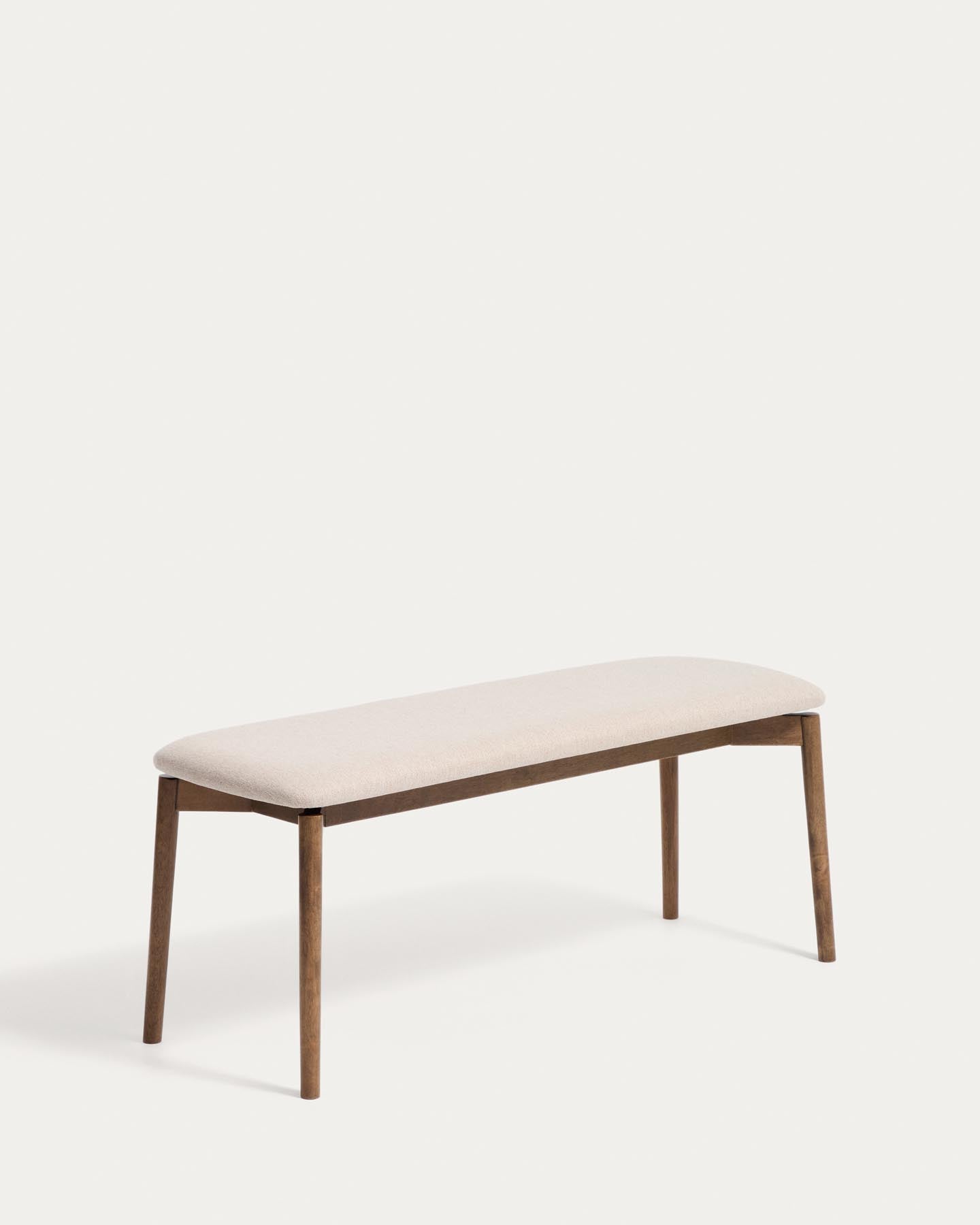 Bank Evera aus Eichenfurnier mit Nussbaumfinish und brauner Chenille, 122 cm in Braun präsentiert im Onlineshop von KAQTU Design AG. Sitzbank ist von Kave Home