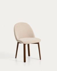Meila chair flame retardant with beige chenille and legs made of solid ash wood with walnut finish