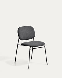 Chaise empilable meli avec chenille grise et jambes en métal gris fsc mix crédit