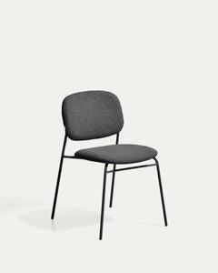 Chaise empilable meli avec chenille grise et jambes en métal gris fsc mix crédit