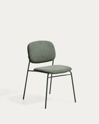 Meli stackable chair with green chenille and green metal legs, FSC Mix Credit