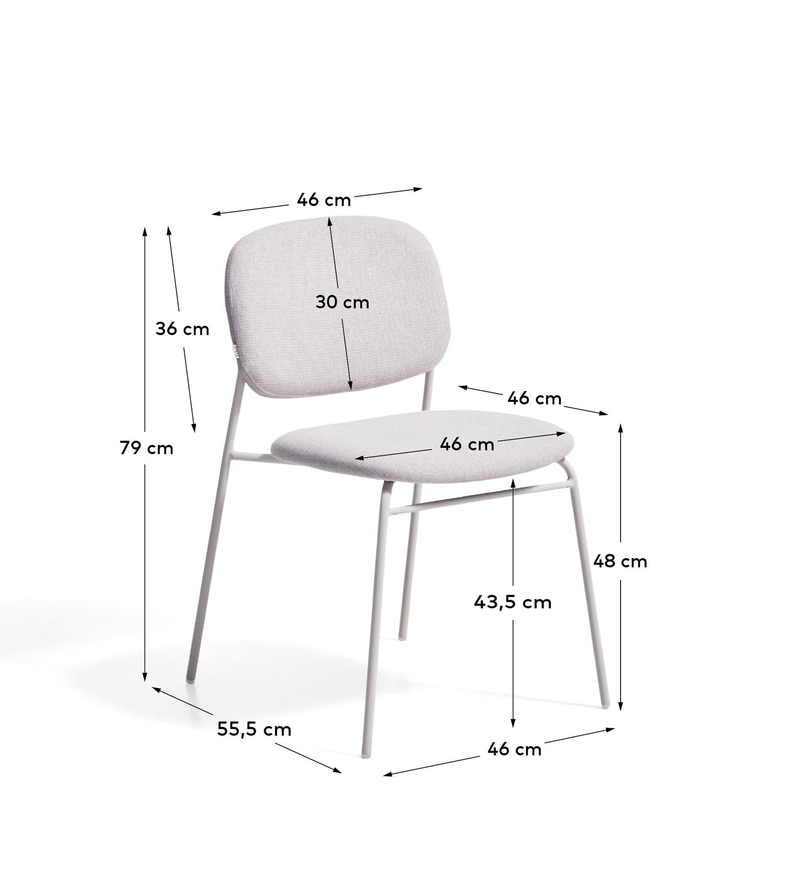 Stapelbarer Stuhl Meli mit beiger Chenille und beigen Metallbeinen FSC Mix Credit in Beige präsentiert im Onlineshop von KAQTU Design AG. Stuhl ist von Kave Home