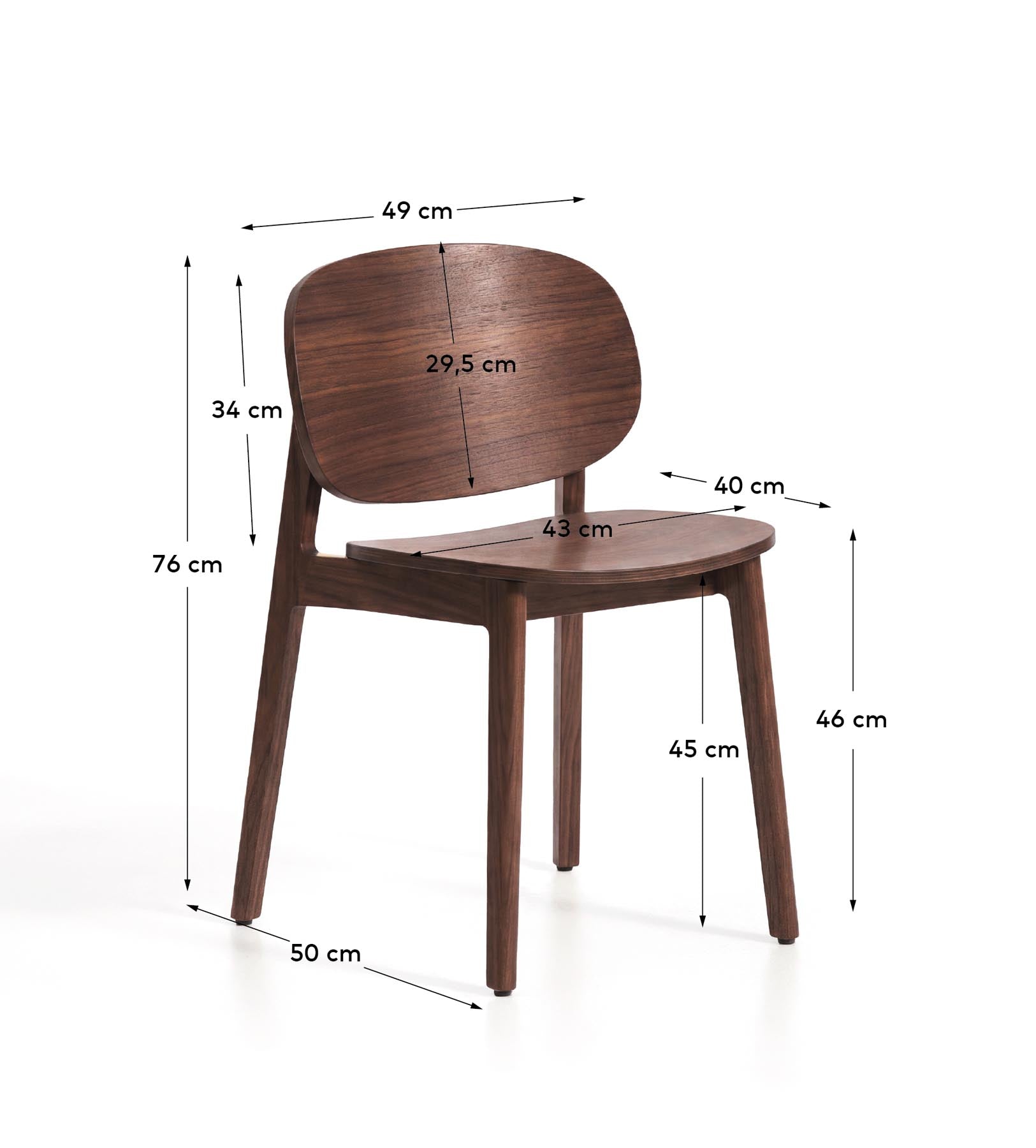 Stuhl Ludara aus Eichenfurnier mit Nussbaumfinish  in Braun präsentiert im Onlineshop von KAQTU Design AG. Stuhl ist von Kave Home