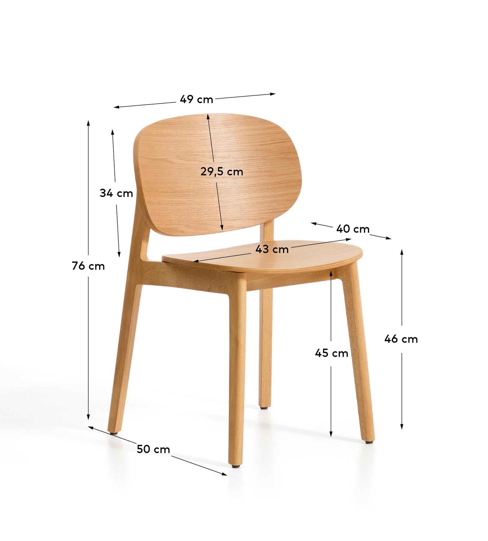 Stuhl Ludara aus Eichenfurnier  in Natur präsentiert im Onlineshop von KAQTU Design AG. Stuhl ist von Kave Home