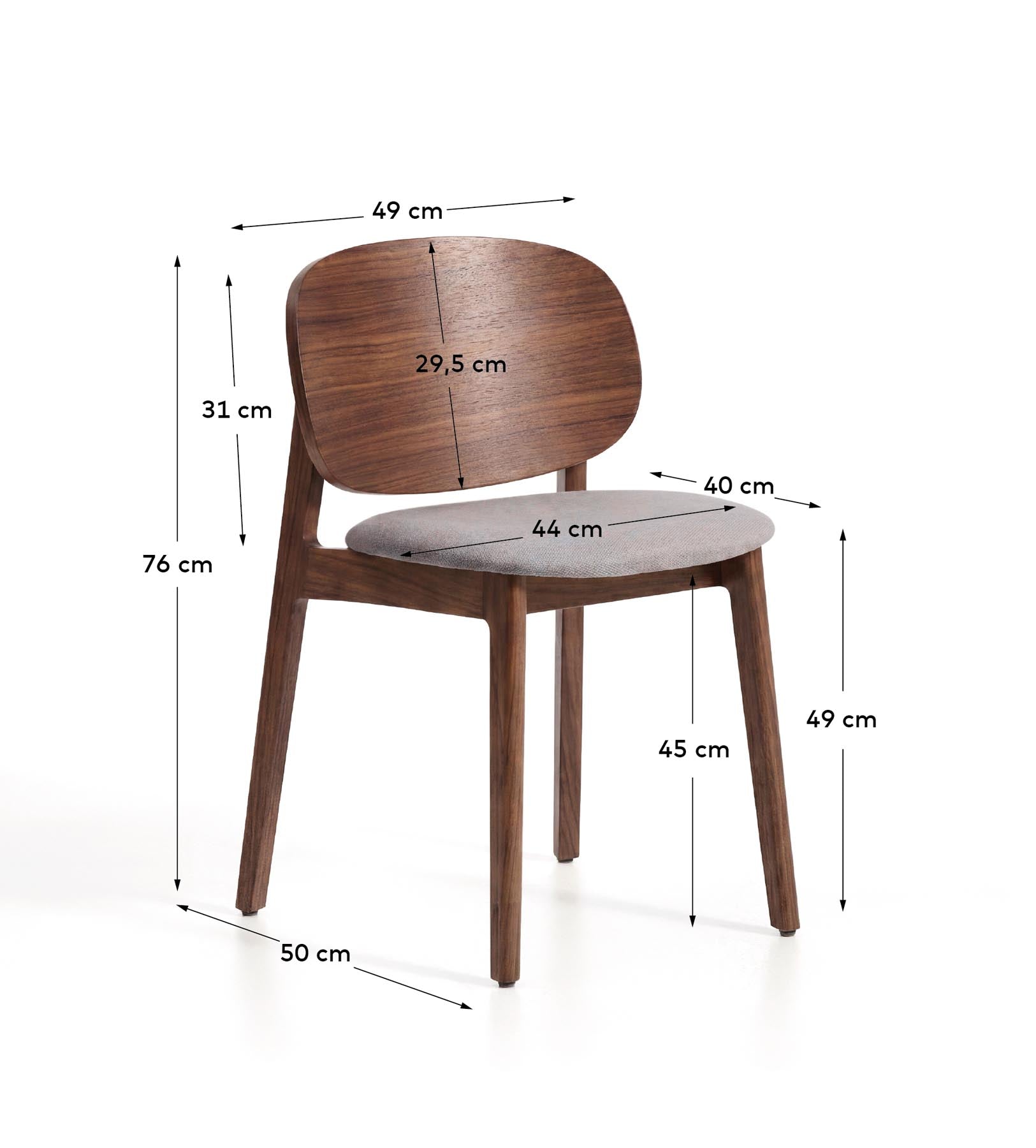 Stuhl Ludara aus Eichenfurnier mit Nussbaumfinish und brauner Chenille  in Braun präsentiert im Onlineshop von KAQTU Design AG. Stuhl ist von Kave Home