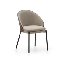 Eamy chair light brown chenille ash veneer with wenge finish and black metal