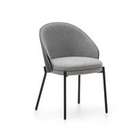 Eamy chair light gray chenille ash veneer with black finish and black metal