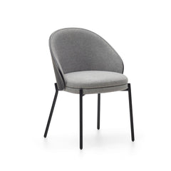 Eamy chair light gray chenille ash veneer with black finish and black metal