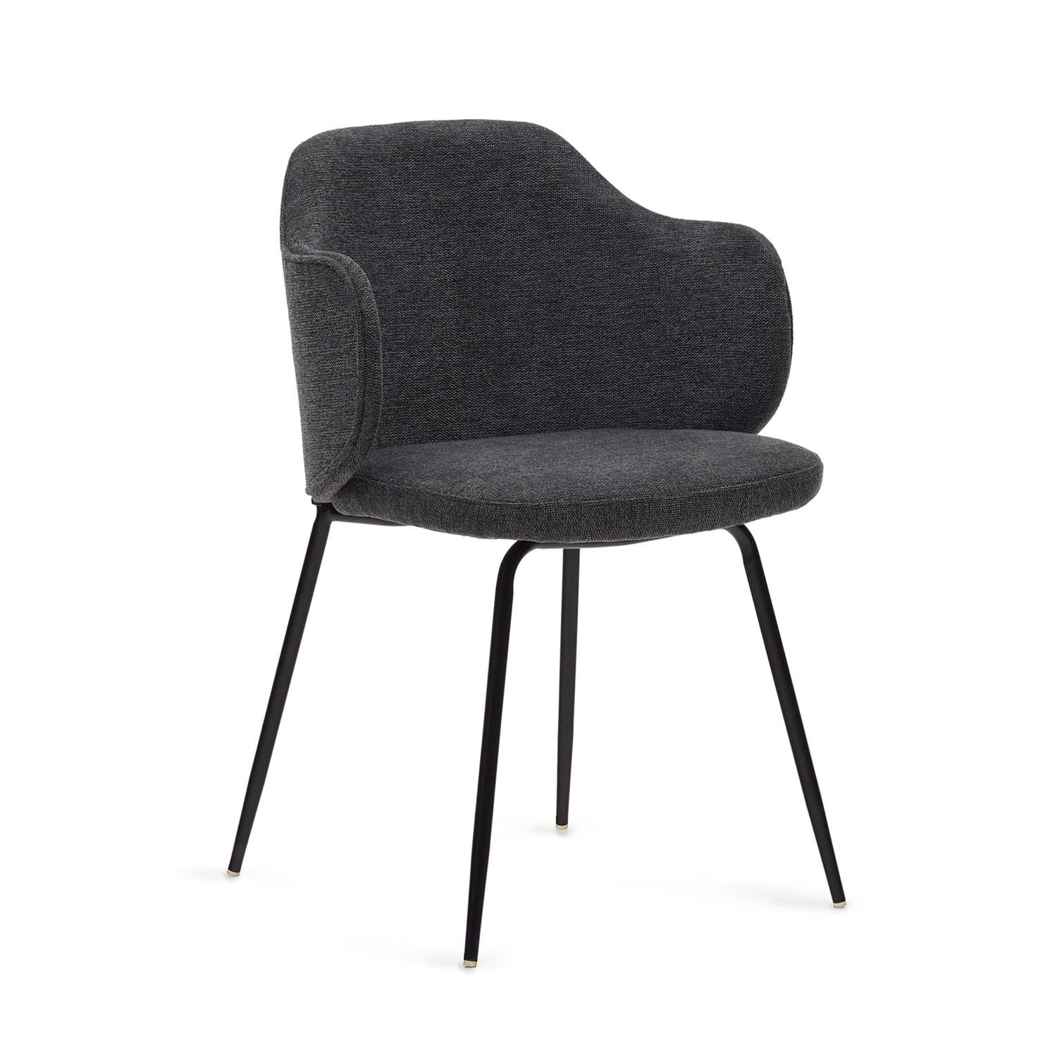 Entdecke den eleganten Yunia Stuhl in Dunkelgrau mit robusten Stahlbeinen. Ideal für Esszimmer, modern und komfortabel. Jetzt kaufen!