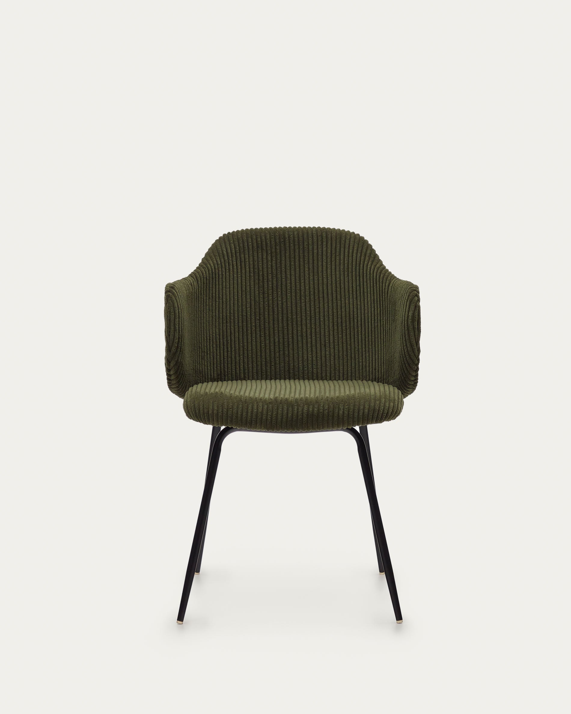 Yunia Stuhl in breitem Cord in Grün mit Stahlbeinen in Schwarz FR in Grün präsentiert im Onlineshop von KAQTU Design AG. Stuhl ist von Kave Home
