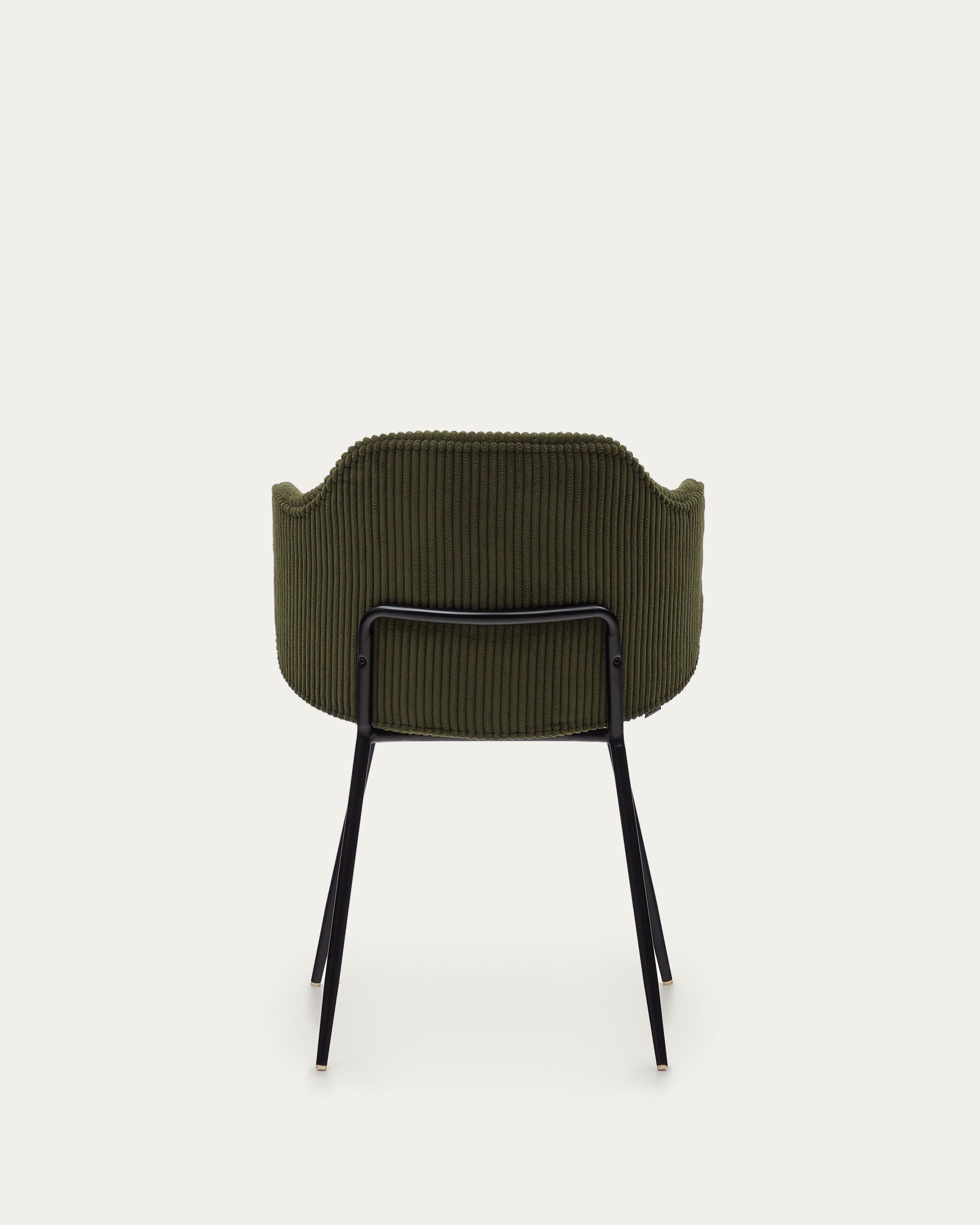 Yunia Stuhl in breitem Cord in Grün mit Stahlbeinen in Schwarz FR in Grün präsentiert im Onlineshop von KAQTU Design AG. Stuhl ist von Kave Home