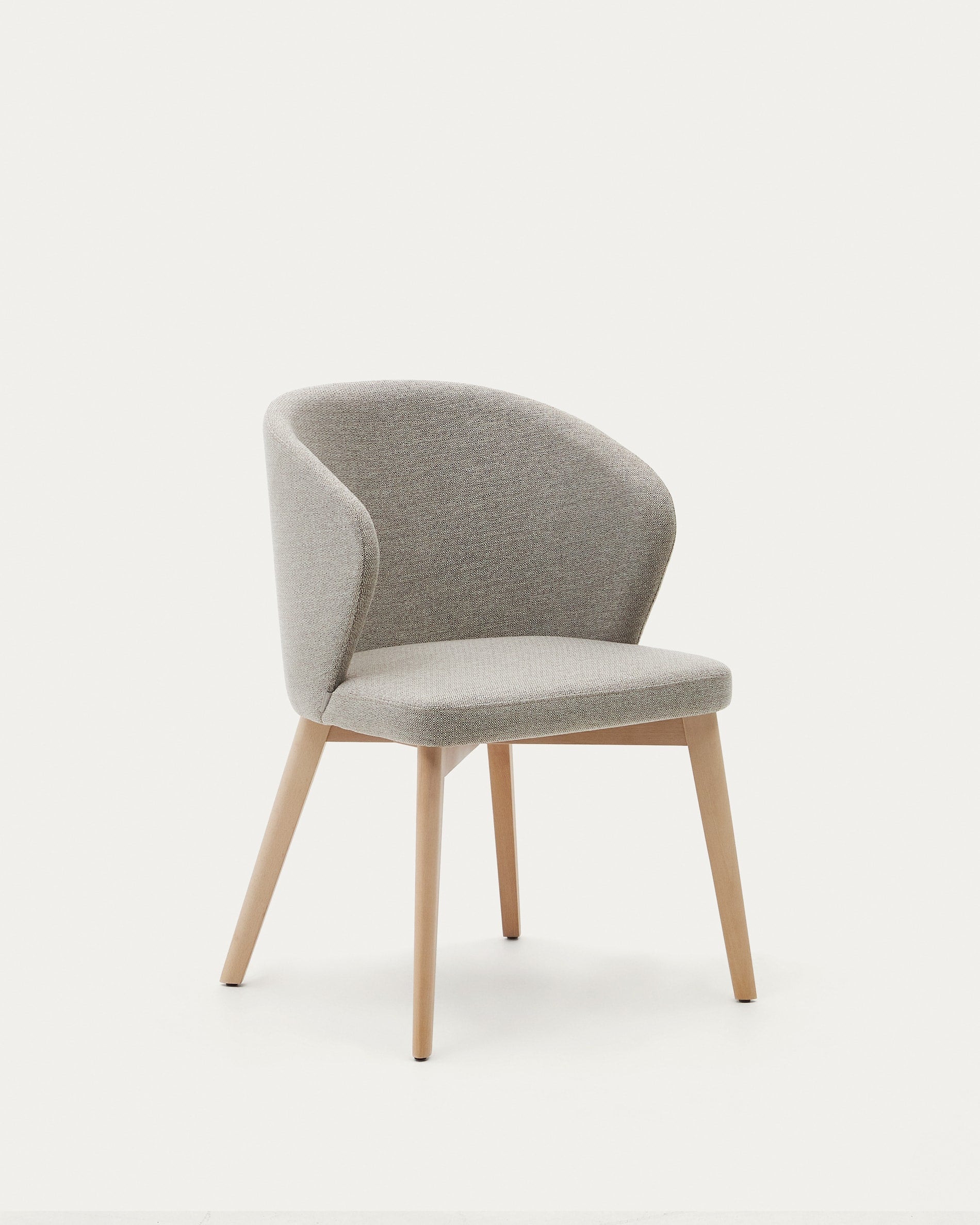 Darice chair made of brown chenille and solid beech wood with a natural finish, FSC 100