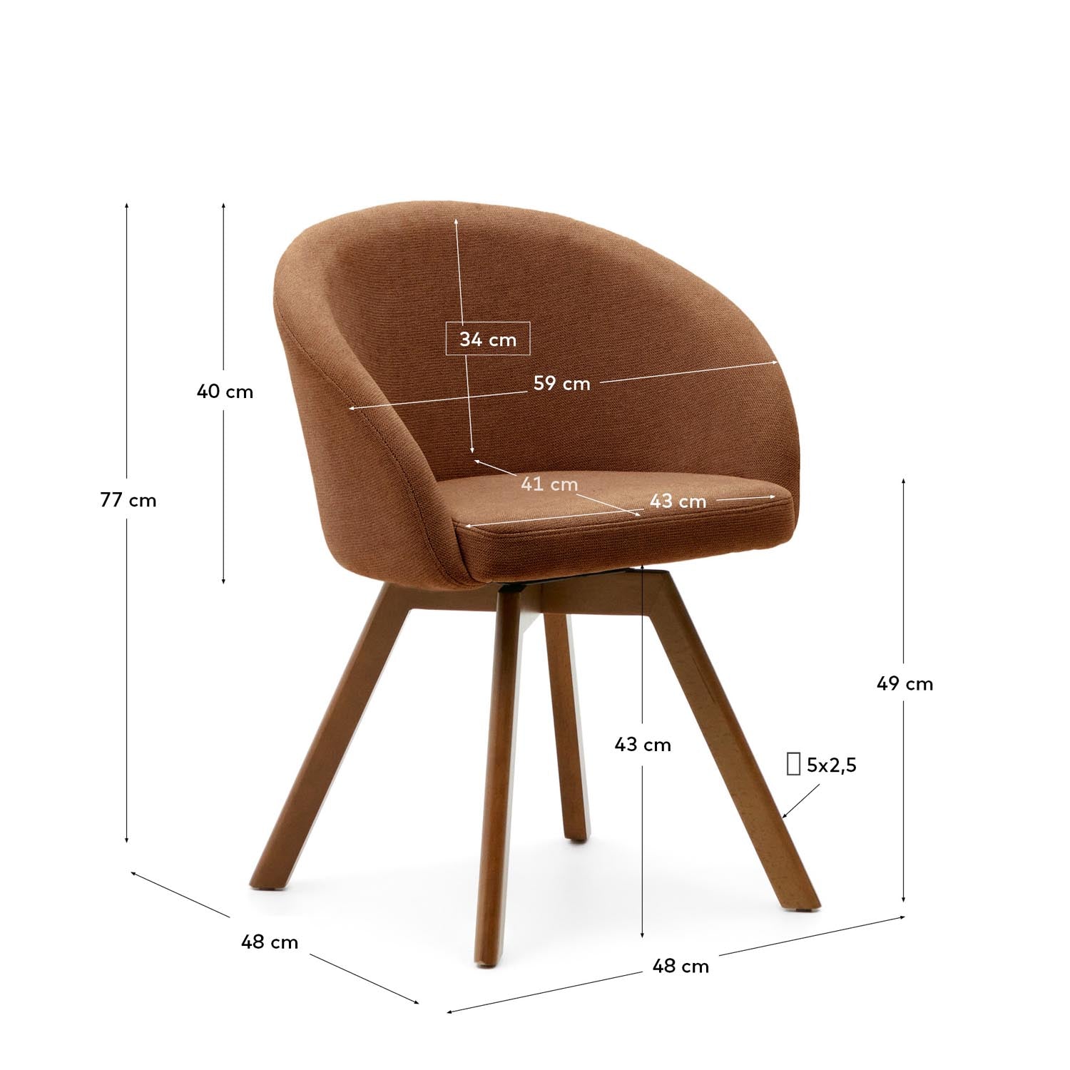 Marvin Drehstuhl: Stilvoller Komfort mit brauner Chenille und Buche.