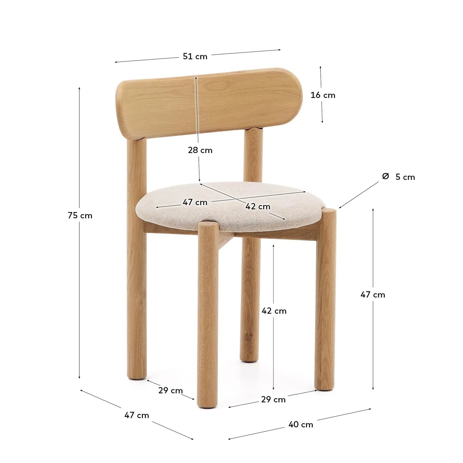 Nebai Stuhl beige Chenille: Modernes Design von Kave Home.
