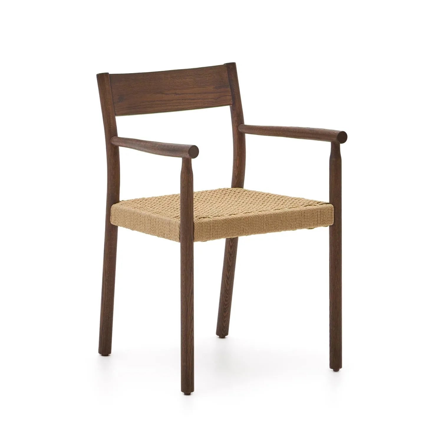 Stuhl Yalia: Eiche, Nussbaum-Finish, FSC-Seilsitz von Kave Home.