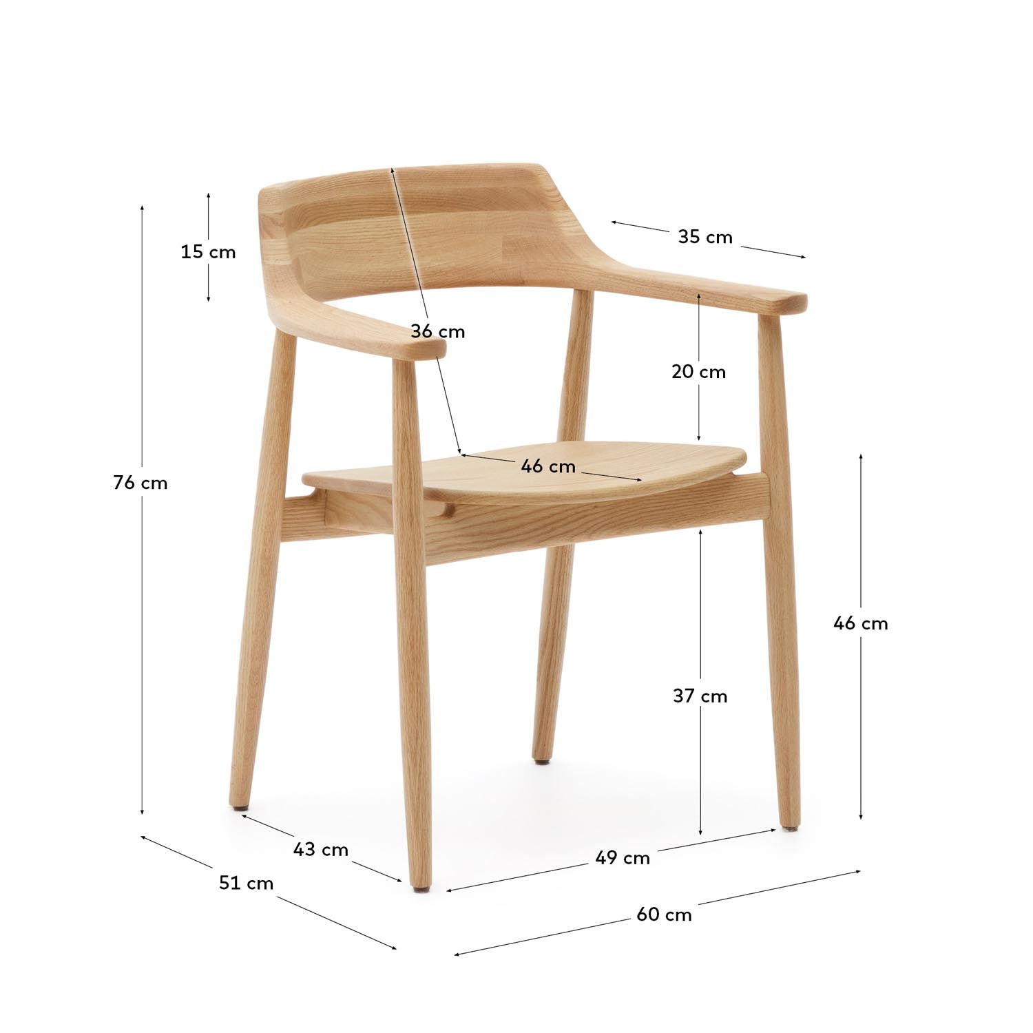 Fondes Stuhl: Massives Eichenholz, natur, FSC-zertifiziert, Kave Home.
