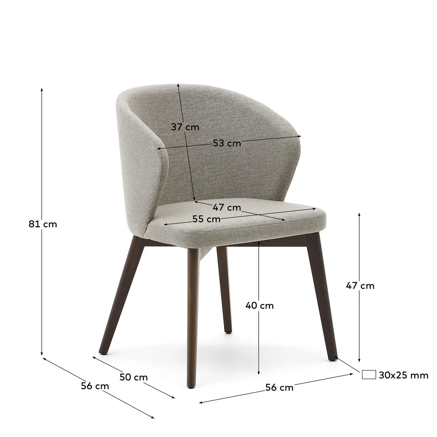 Darice Stuhl: Edles Design aus brauner Chenille & FSC-Buchenholz.