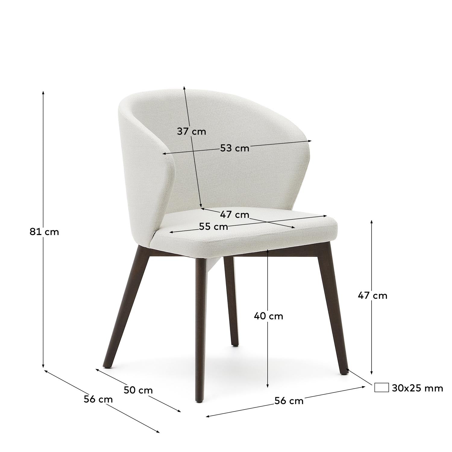 Eleganter Darice Stuhl: Chenille & Buchenholz mit edlem Nussbaum-Finish.