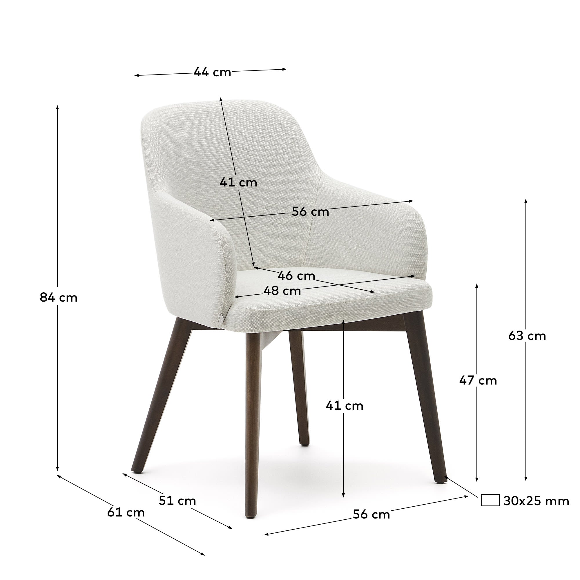Nelida Stuhl: Elegantes Design aus beiger Chenille, FSC-zertifiziertem Buchenholz und Nussbaum-Finish. Nachhaltig und modern von Kave Home.