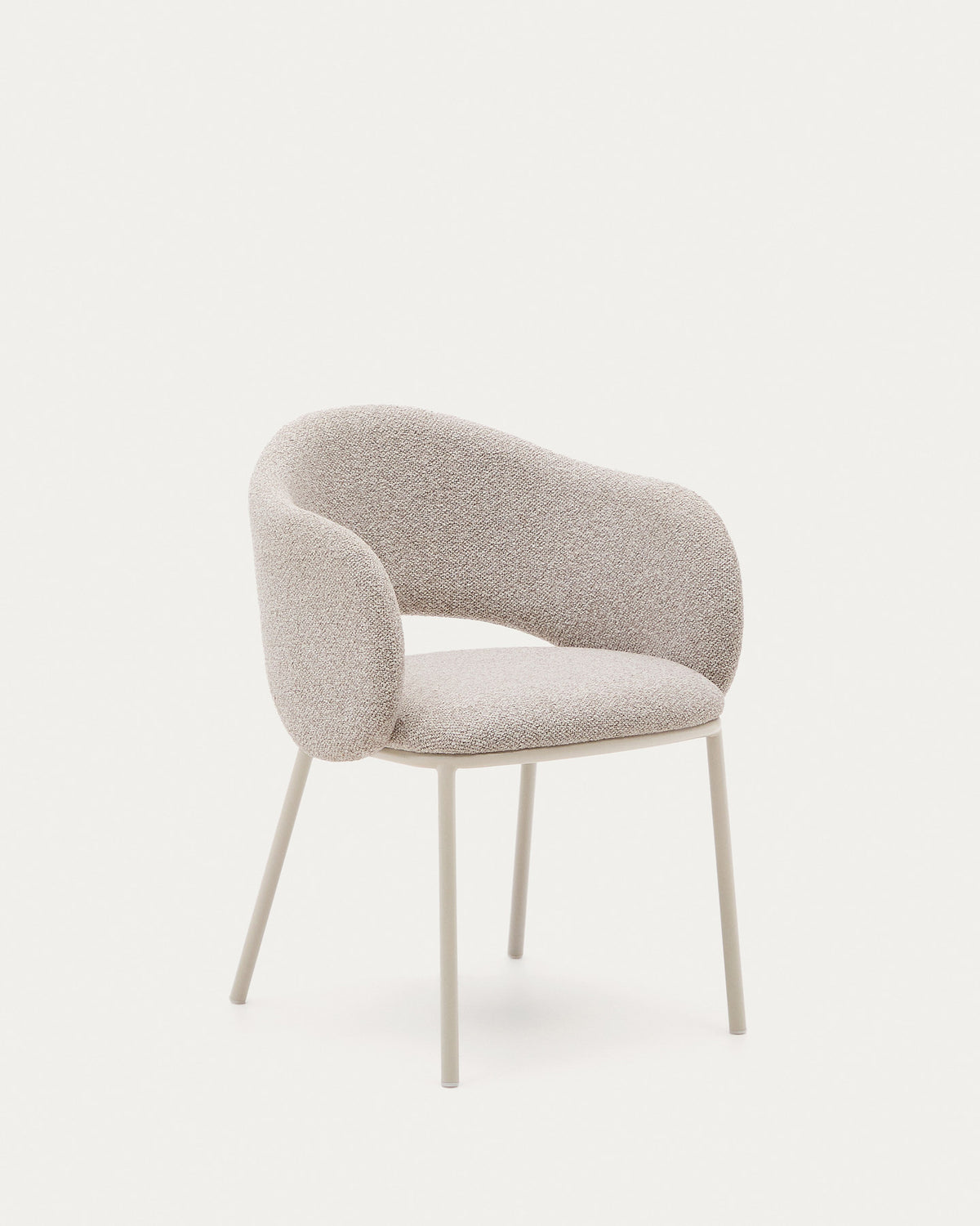 Stuhl Maina aus beiger grober Chenille und Stahlbeine mit beigem Finish FSC Mix Credit in Beige präsentiert im Onlineshop von KAQTU Design AG. Stuhl ist von Kave Home