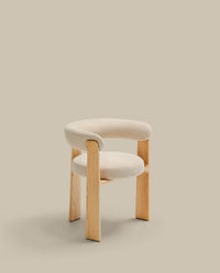 Chair Granite 3 legs beige chenille solid ash wood natural finish FSC 100%