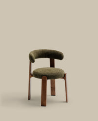 Granite chair, flame retardant, made of green chenille and solid ash wood with walnut finish