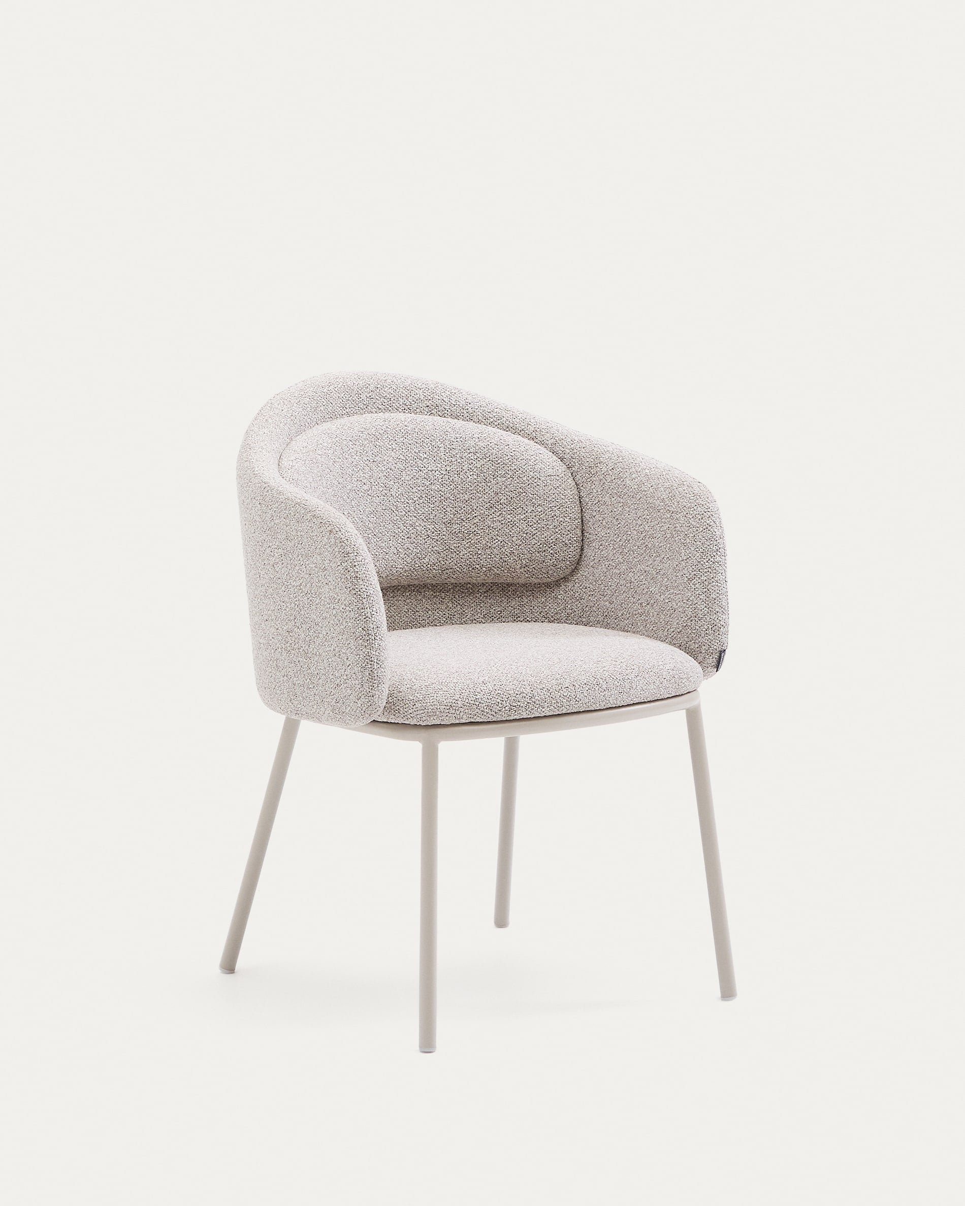Stuhl Idaira aus beiger grober Chenille Stahlbeine mit beigem Finish FSC Mix Credit