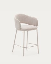 Maina stool in beige chenille and steel legs beige finish FSC Mix Credit 65 cm