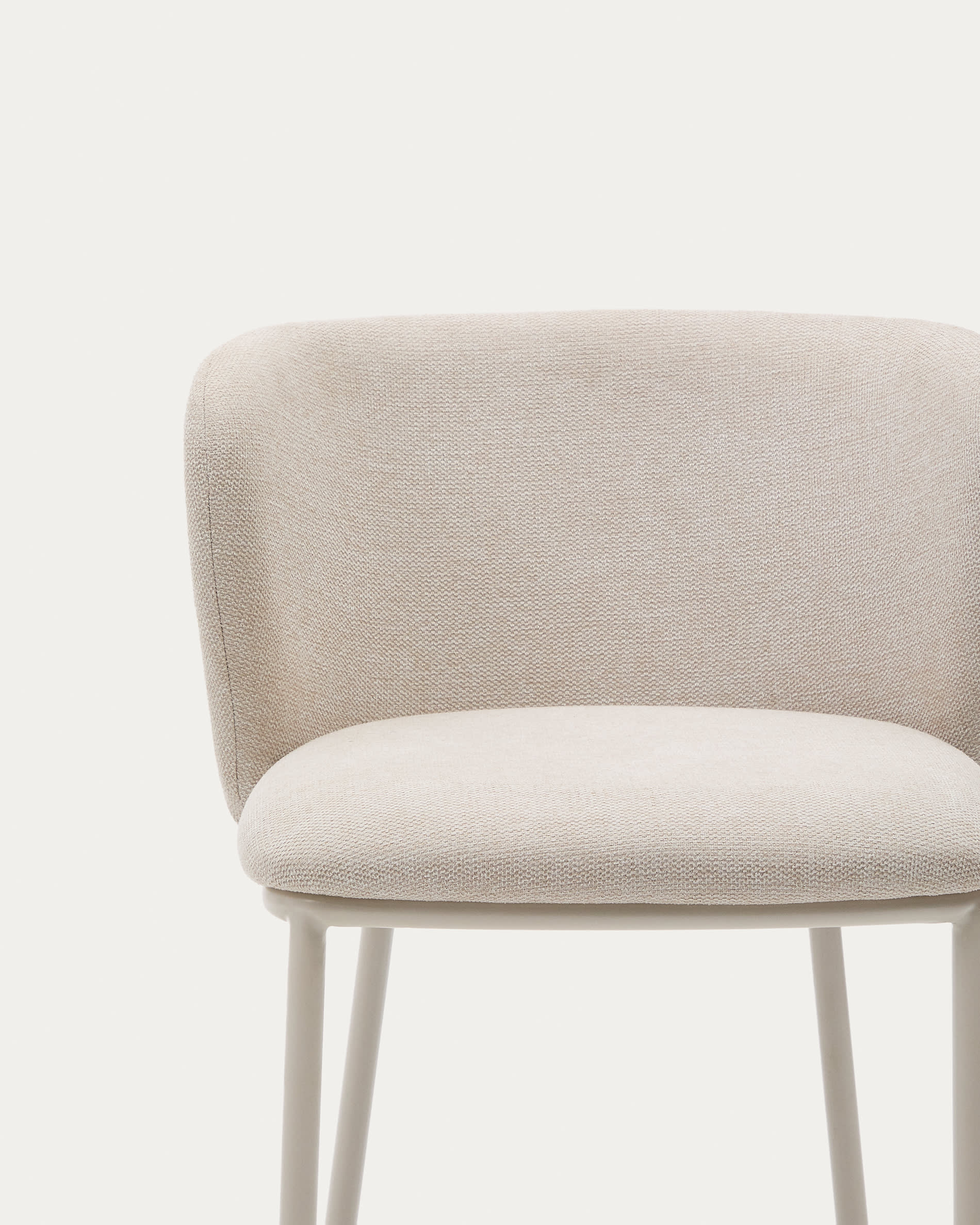 Moderner Hocker Ciselia, 75 cm hoch, aus beigem Chenille und Stahl, FSC-zertifiziert, perfekt für stilvolle Einrichtungen.