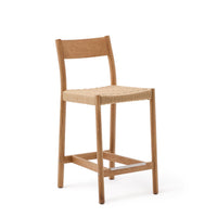 Yalia Barhocker mit Rückenlehne aus massivem Eichenholz mit naturfarbenem Finish und Sitzfläche aus Seil, 65 cm, FSC Mix Credit